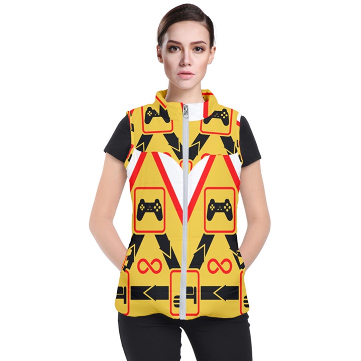 Gamer-geek-video-game-sign-fan Women s Puffer Vest