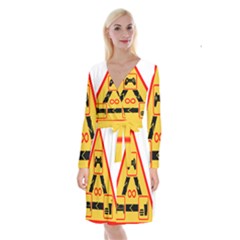 Gamer-geek-video-game-sign-fan Long Sleeve Velvet Front Wrap Dress