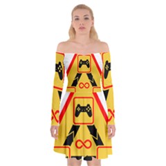 Gamer-geek-video-game-sign-fan Off Shoulder Skater Dress