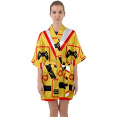 Gamer-geek-video-game-sign-fan Half Sleeve Satin Kimono 