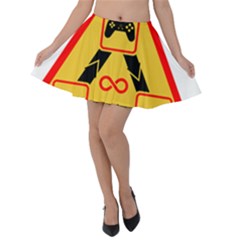 Gamer-geek-video-game-sign-fan Velvet Skater Skirt