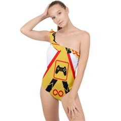 Gamer-geek-video-game-sign-fan Frilly One Shoulder Swimsuit by Jancukart