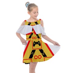 Gamer-geek-video-game-sign-fan Kids  Shoulder Cutout Chiffon Dress by Jancukart