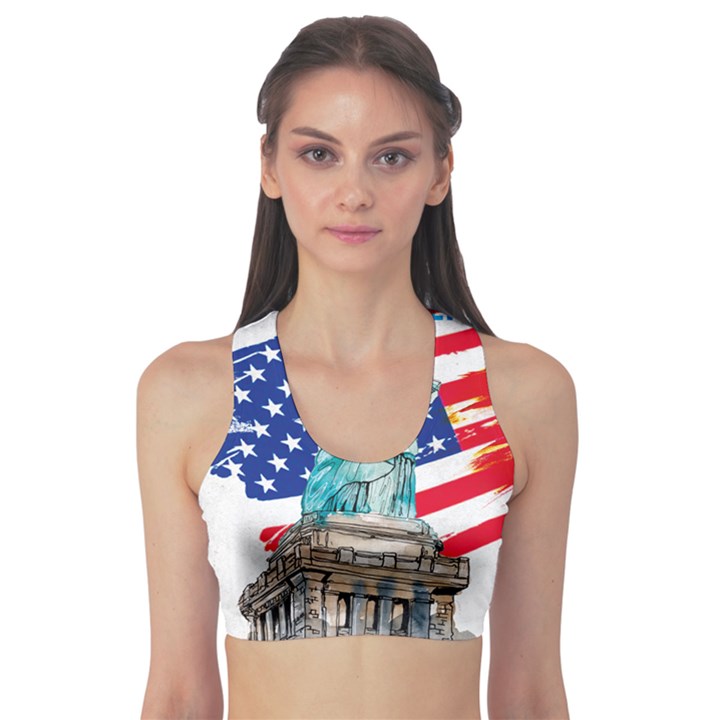 Statue Of Liberty Independence Day Poster Art Sports Bra