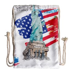 Statue Of Liberty Independence Day Poster Art Drawstring Bag (large)