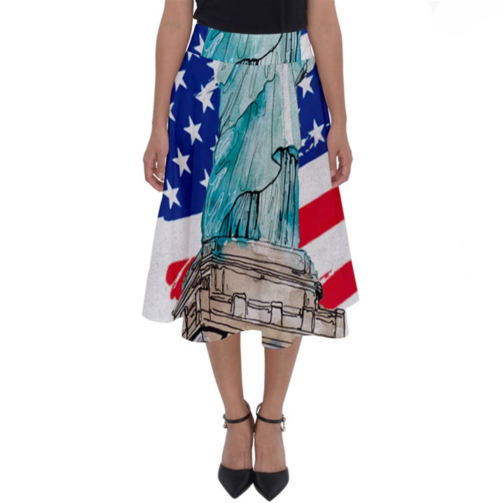 Statue Of Liberty Independence Day Poster Art Perfect Length Midi Skirt