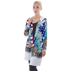 Statue Of Liberty Independence Day Poster Art Hooded Pocket Cardigan