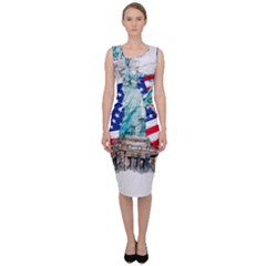 Statue Of Liberty Independence Day Poster Art Sleeveless Pencil Dress