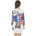 Statue Of Liberty Independence Day Poster Art Long Sleeve Chiffon Shift Dress  View2