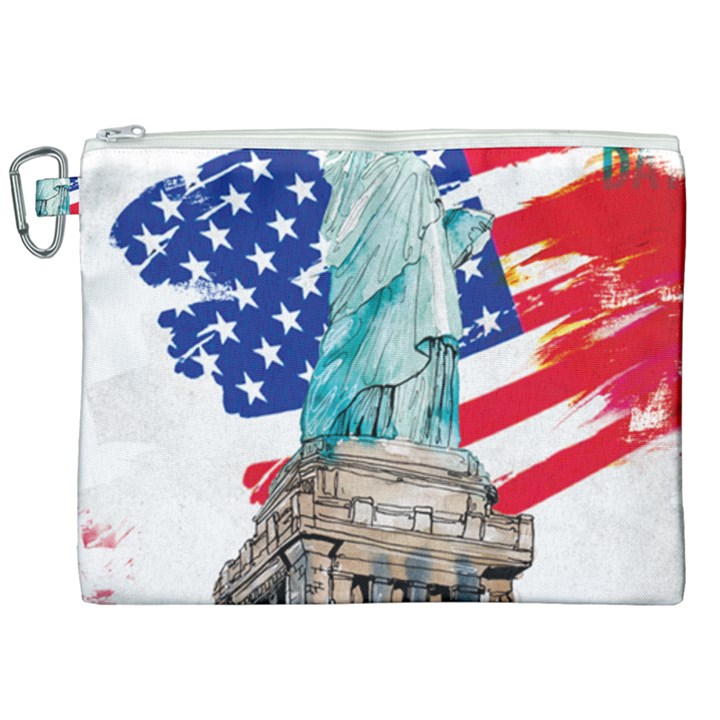 Statue Of Liberty Independence Day Poster Art Canvas Cosmetic Bag (XXL)