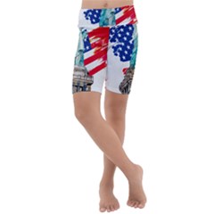 Statue Of Liberty Independence Day Poster Art Kids  Lightweight Velour Cropped Yoga Leggings