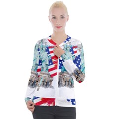 Statue Of Liberty Independence Day Poster Art Casual Zip Up Jacket by Jancukart