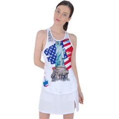 Statue Of Liberty Independence Day Poster Art Racer Back Mesh Tank Top