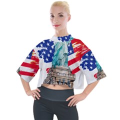 Statue Of Liberty Independence Day Poster Art Mock Neck Tee