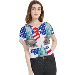 Statue Of Liberty Independence Day Poster Art Butterfly Chiffon Blouse