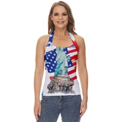 Statue Of Liberty Independence Day Poster Art Basic Halter Top