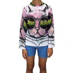 Black-cat-head Kids  Long Sleeve Swimwear