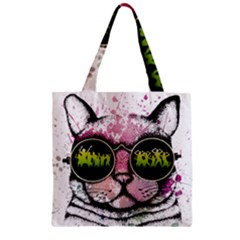 Black-cat-head Zipper Grocery Tote Bag