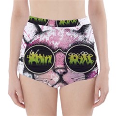 Black-cat-head High-waisted Bikini Bottoms