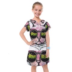 Black-cat-head Kids  Drop Waist Dress