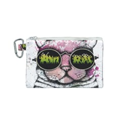 Black-cat-head Canvas Cosmetic Bag (small) by Jancukart