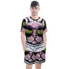 Black-cat-head Men s Mesh Tee And Shorts Set