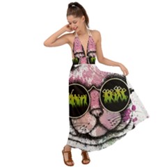 Black-cat-head Backless Maxi Beach Dress