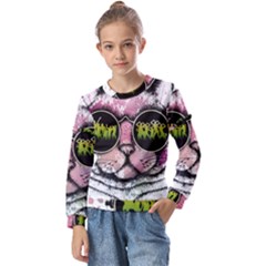 Black-cat-head Kids  Long Sleeve Tee With Frill 