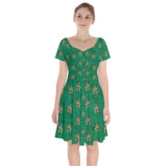 Water Lilies In The Soft Clear Warm Tropical Sea Short Sleeve Bardot Dress by pepitasart