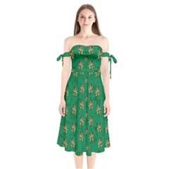 Water Lilies In The Soft Clear Warm Tropical Sea Shoulder Tie Bardot Midi Dress by pepitasart