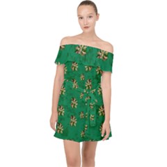 Water Lilies In The Soft Clear Warm Tropical Sea Off Shoulder Chiffon Dress by pepitasart