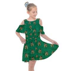 Water Lilies In The Soft Clear Warm Tropical Sea Kids  Shoulder Cutout Chiffon Dress by pepitasart