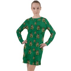 Water Lilies In The Soft Clear Warm Tropical Sea Long Sleeve Hoodie Dress