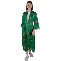 Water Lilies In The Soft Clear Warm Tropical Sea Maxi Satin Kimono by pepitasart