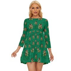 Water Lilies In The Soft Clear Warm Tropical Sea Long Sleeve Babydoll Dress by pepitasart