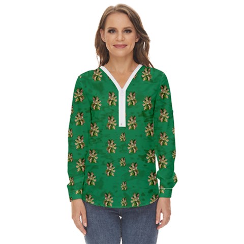 Water Lilies In The Soft Clear Warm Tropical Sea Zip Up Long Sleeve Blouse by pepitasart