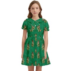 Water Lilies In The Soft Clear Warm Tropical Sea Kids  Bow Tie Puff Sleeve Dress by pepitasart