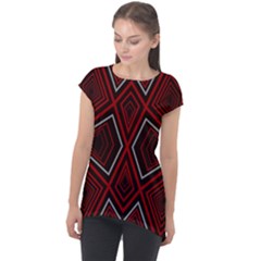 Abstract Pattern Geometric Backgrounds Cap Sleeve High Low Top by Eskimos