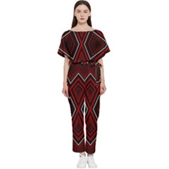 Abstract Pattern Geometric Backgrounds Batwing Lightweight Chiffon Jumpsuit