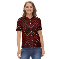 Abstract Pattern Geometric Backgrounds Women s Short Sleeve Double Pocket Shirt