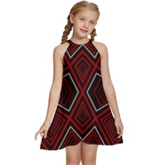 Abstract Pattern Geometric Backgrounds Kids  Halter Collar Waist Tie Chiffon Dress by Eskimos