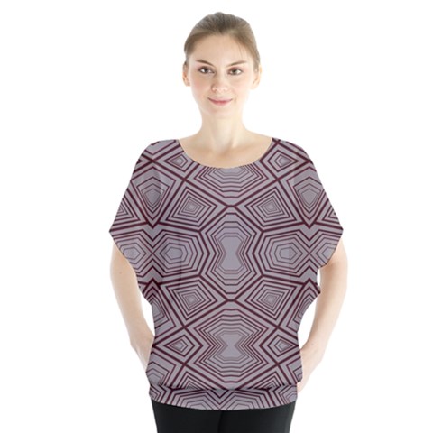 Abstract Pattern Geometric Backgrounds Batwing Chiffon Blouse by Eskimos