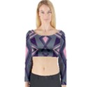 Abstract pattern geometric backgrounds  Long Sleeve Crop Top View1