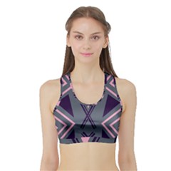 Abstract Pattern Geometric Backgrounds  Sports Bra With Border by Eskimos