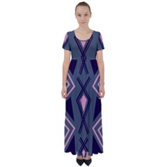 Abstract Pattern Geometric Backgrounds  High Waist Short Sleeve Maxi Dress by Eskimos