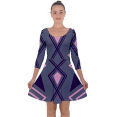 Abstract Pattern Geometric Backgrounds  Quarter Sleeve Skater Dress by Eskimos