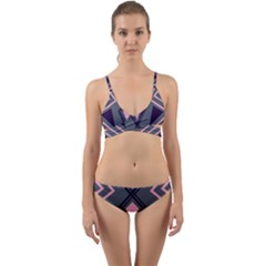 Abstract Pattern Geometric Backgrounds  Wrap Around Bikini Set by Eskimos