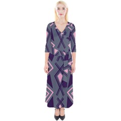 Abstract Pattern Geometric Backgrounds  Quarter Sleeve Wrap Maxi Dress by Eskimos