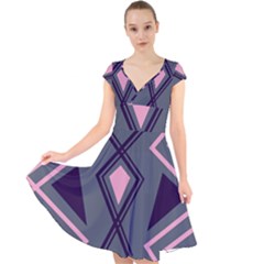 Abstract Pattern Geometric Backgrounds  Cap Sleeve Front Wrap Midi Dress by Eskimos