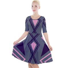 Abstract Pattern Geometric Backgrounds  Quarter Sleeve A-line Dress by Eskimos